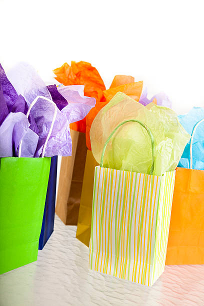 istock Gift Bags on table at a party 184870262