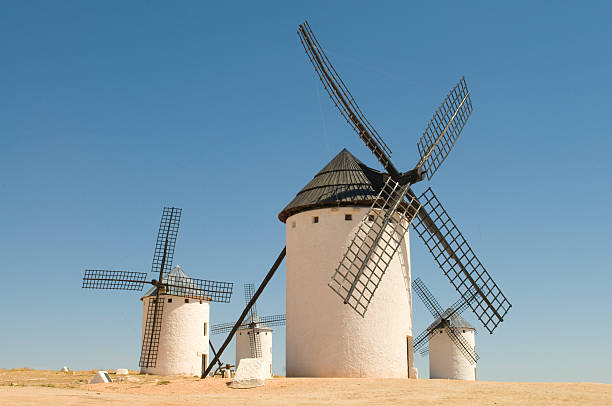 Criptana Field "Medieval windmills dating from the 16th cenury in Castilla La Mancha, Central Spain" campo de criptana stock pictures, royalty-free photos & images