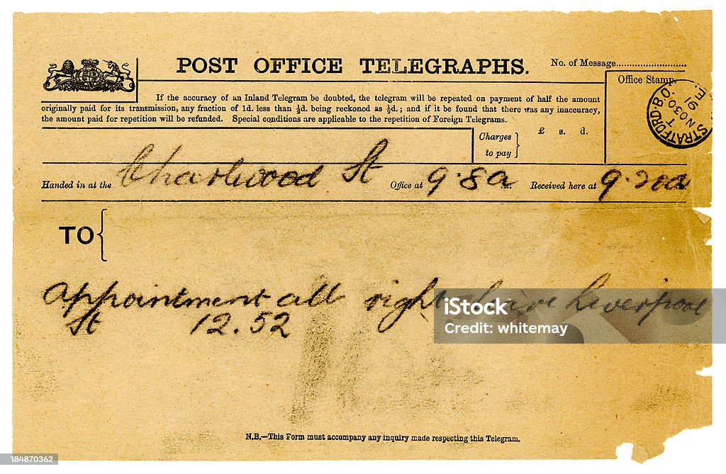 British telegrama Desde 1891 - Foto de stock de Cultura británica libre de derechos