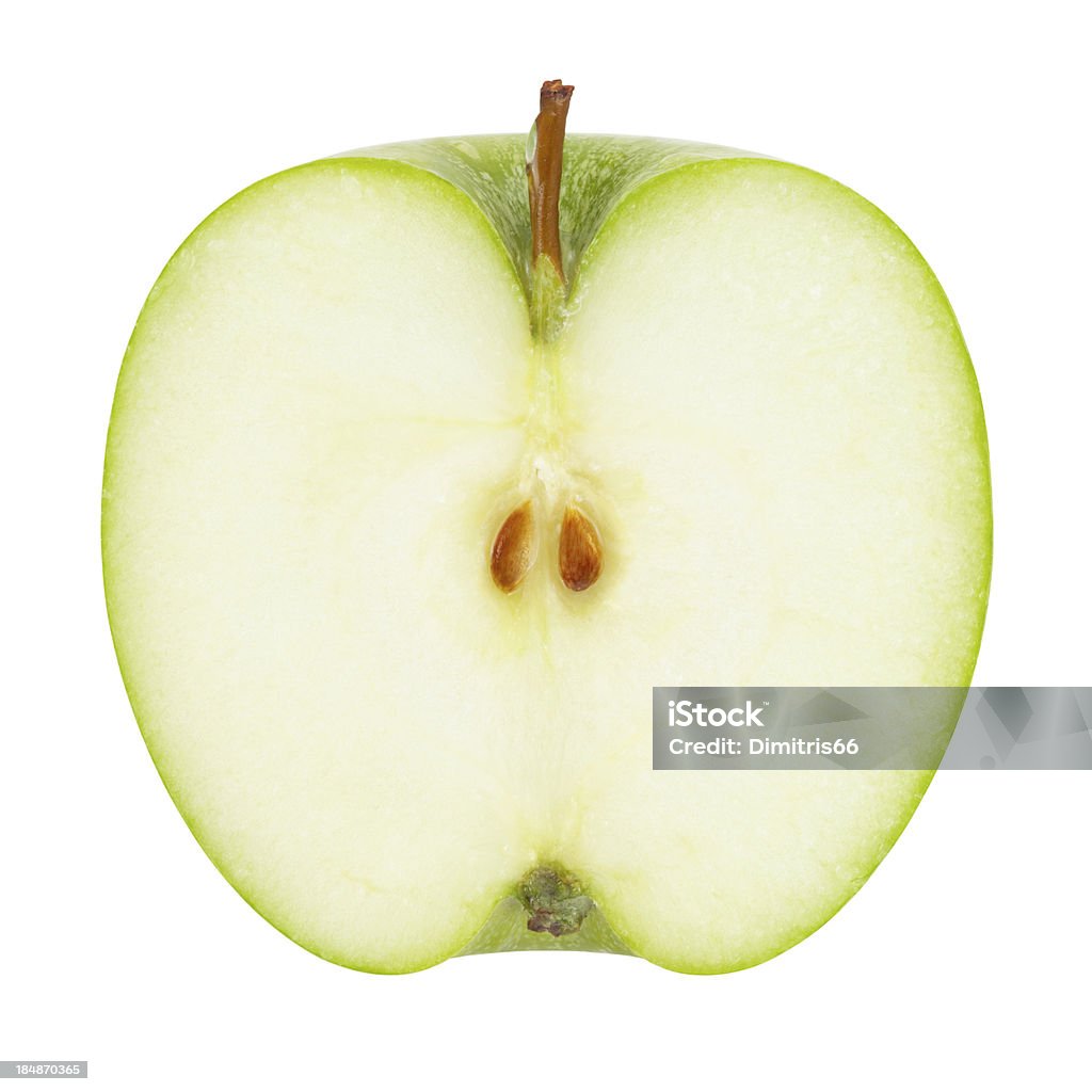 Green Apple parte con trazado de recorte - Foto de stock de Manzana libre de derechos