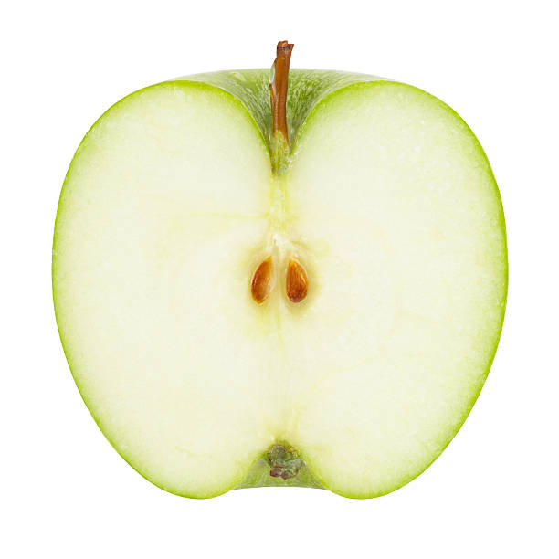 porção de maçã verde, com traçado de recorte - granny smith apple - fotografias e filmes do acervo