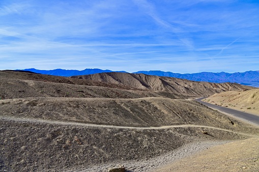 Image of Trail through Zabriskie Point sediments colorful formation