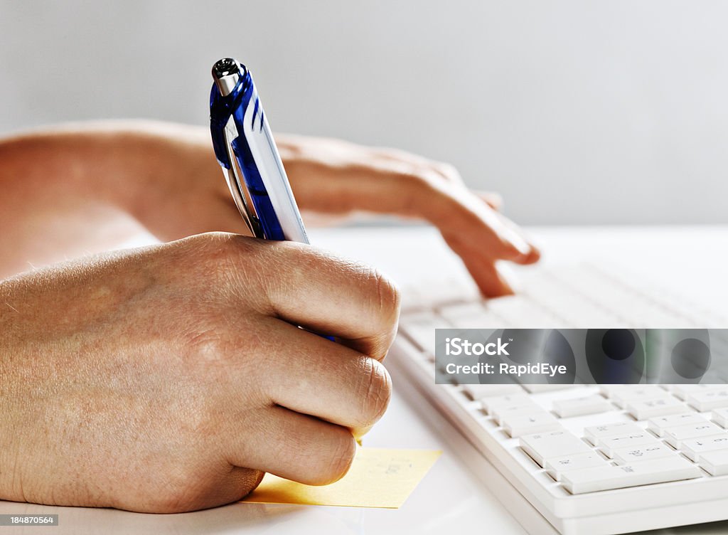 Take Note Hand Image Online Research Mans Hand Takes Notes While Using Computer Keyboard ...