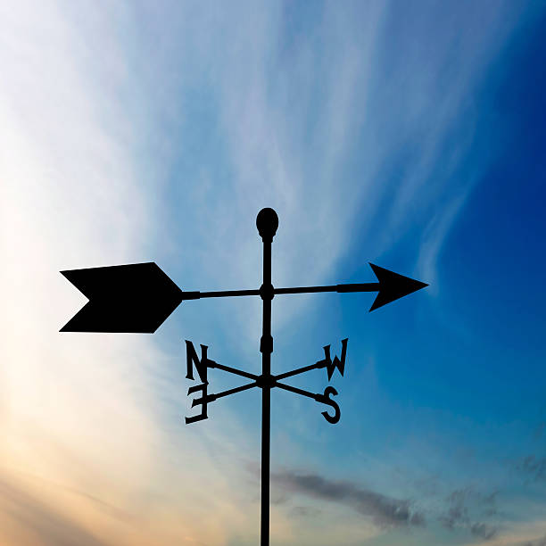 xl vento vane silhouette - meteorology weather vane direction wind foto e immagini stock