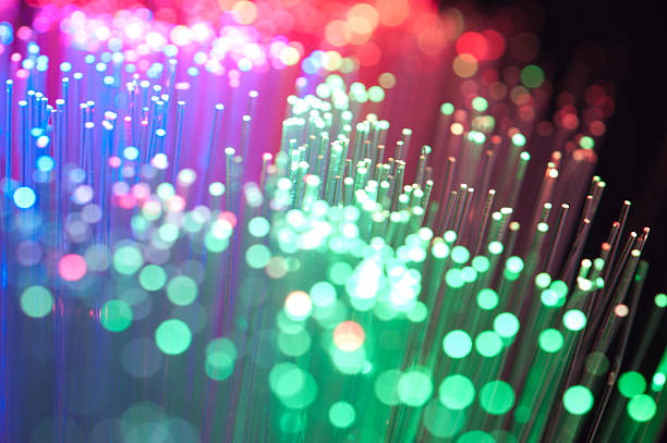 istock Blue, Red and green fibre optical cables 184871366