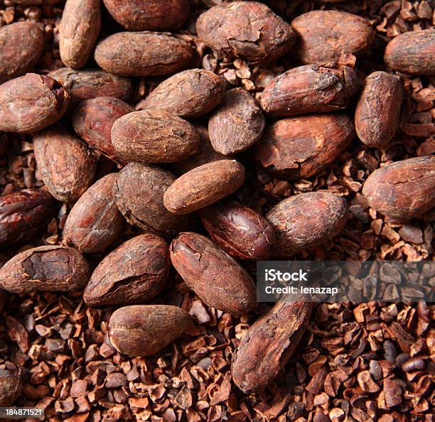 Cocoa Beans Whole And Ground Stock Photo - Download Image Now - Cocoa Bean, Cacao Fruit, Chocolate