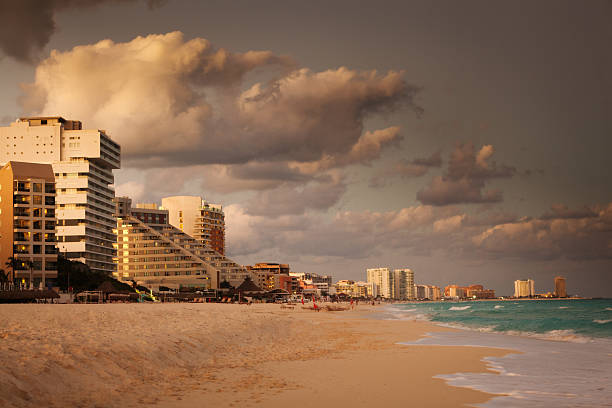 istock Cancun Riviera Maya Hotel District and the Caribbean at Dusk 184871594