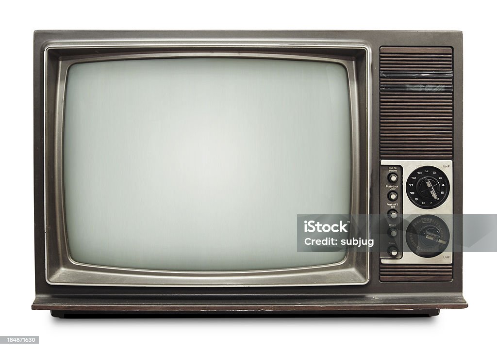 Vintage TV on white background Vintage TV Television Set Stock Photo