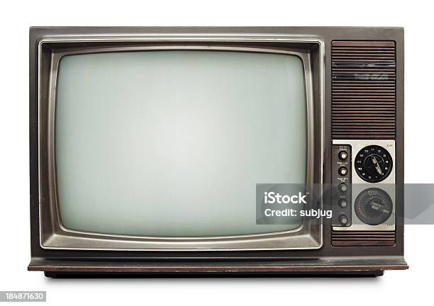 Vintage Tv On White Background Stock Photo - Download Image Now - Television Set, Television Industry, Retro Style