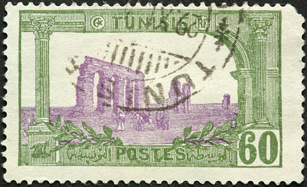 istock Roman ruins on old Tunisian postage stamp 184871766