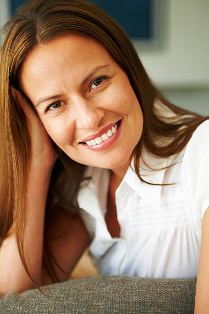 istock Relaxed woman smiling 184871802