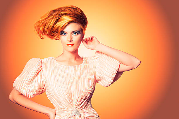 Madame Mandarin Attractive female model in 1920's fashion with updo hair style. High saturation. crazy makeup stock pictures, royalty-free photos & images