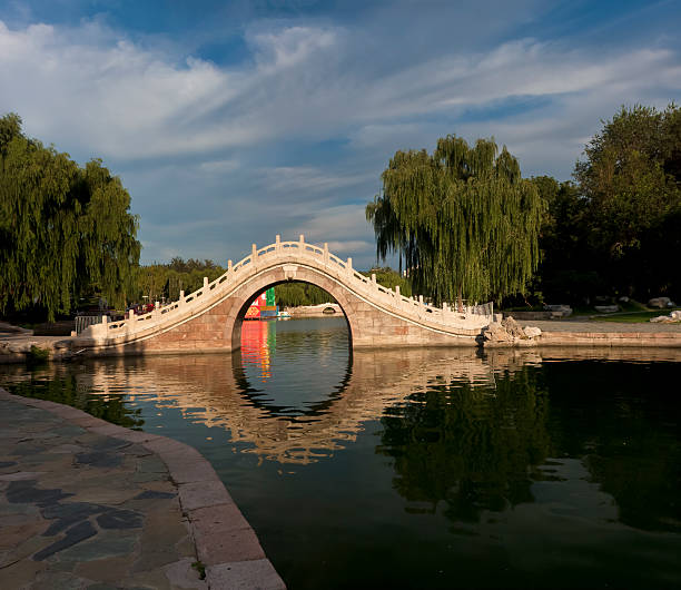 istock Stone arch bridge in Chinese garden 184872321