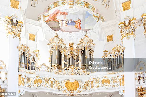 Organ Pilgrimage Chirch Of Wies Stock Photo - Download Image Now - Altar, Bavaria, Catholicism