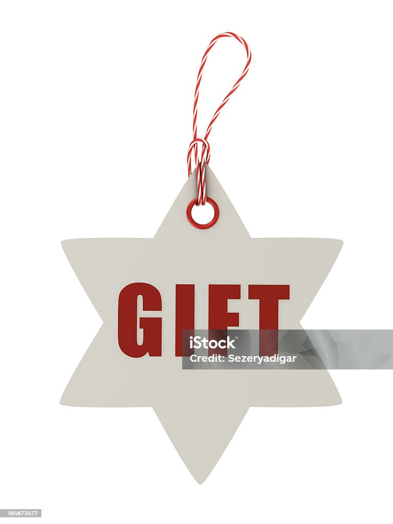 Cristmas Gift tag with star shape "Gift tag with star shape, Clipping path, 3d Render" Celebration Event Stock Photo