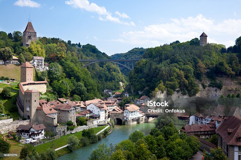 Blick auf die Stadt von Freiburg in der Schweiz - Lizenzfrei Stadt Freiburg - Schweiz Stock-Foto