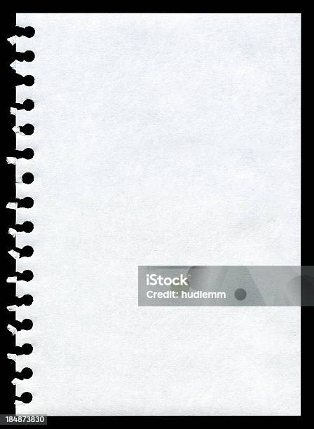 Página De Bloc De Notas De Fondo De Textura Aislado Foto de stock y más banco de imágenes de Rasgado