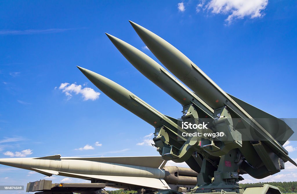 Military Air Missiles U.S. medium range self-propelled anti-aircraft missiles MIM-23 Hawk ready to Launch Missile Stock Photo