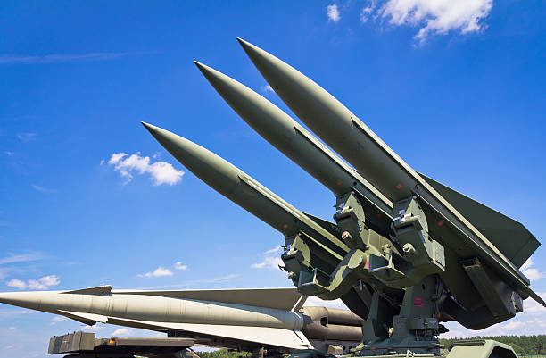 Military Air Missiles U.S. medium range self-propelled anti-aircraft missiles MIM-23 Hawk ready to Launch war bird stock pictures, royalty-free photos & images