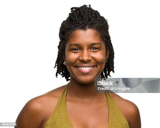 Smiling Woman Portrait Stock Photo - Download Image Now - Halter Top, White Background, 20-24 Years