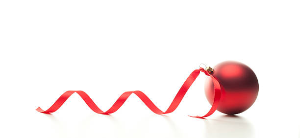 istock Christmas red ball with red ribbon isolated on white 184874760