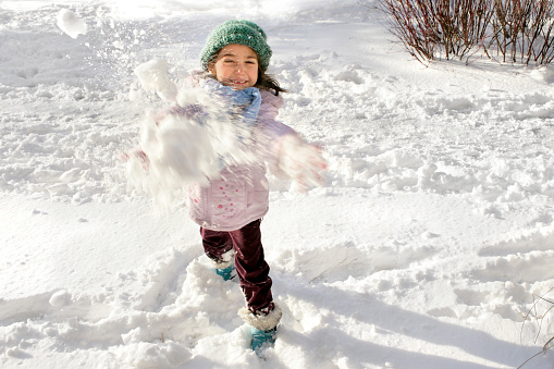 close up shot of little girl playing snowball.Please see some similar pictures from my portfolio: