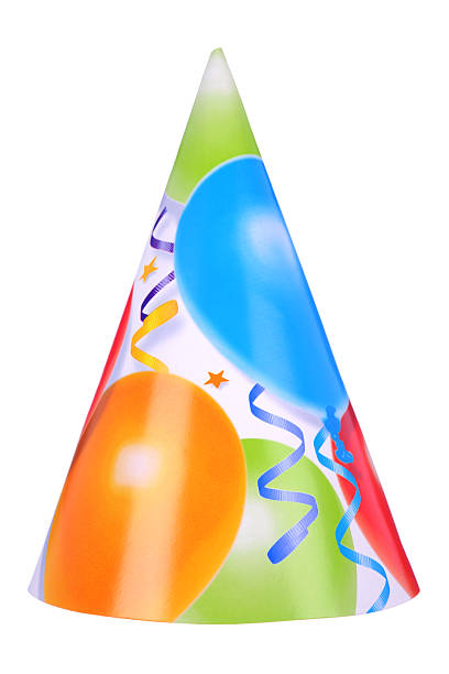 A fun party hat on a white background.