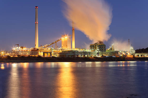 Coking plant at night stock photo