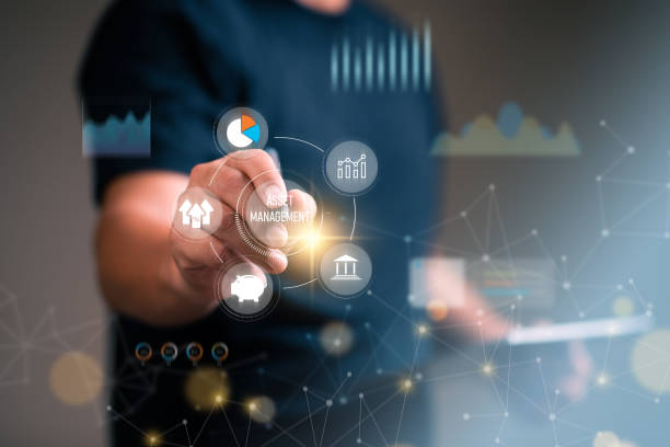 istock Asset management concept, Man using tablet with word asset management and Icon  on virtual display. Financial Property Digital assets. 1848763926