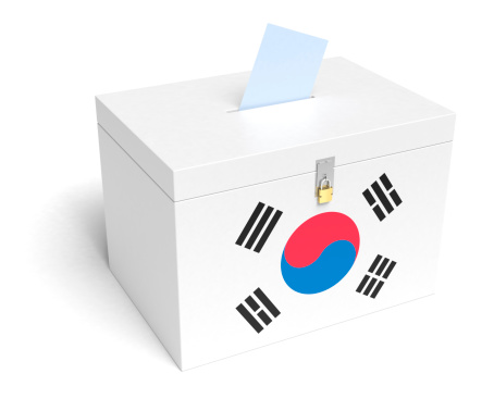 South Korean Flag Ballot Box. 3D Rendering.