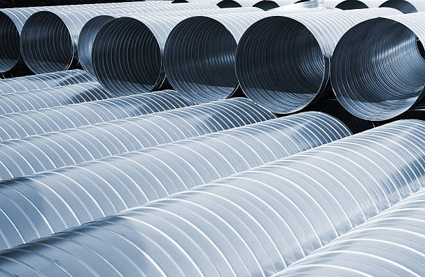 istock Rows of metallic ventilation tubes 184877278