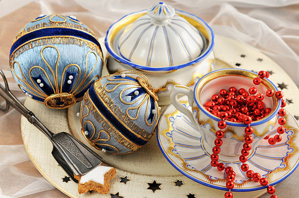 istock Biedermeier porcelain with old Christmas ornaments 184877356