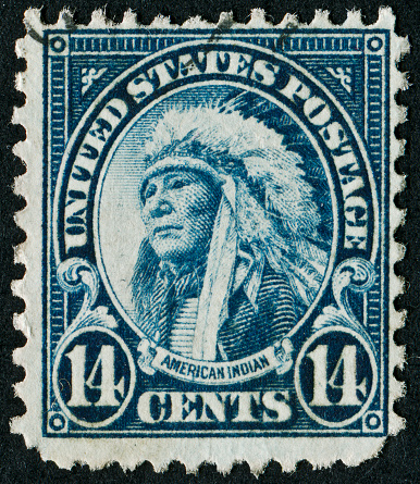 Cancelled Stamp From The United States Featuring The American Indian