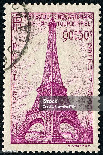 Ilustración de Torre Eiffel De La Firma y más Vectores Libres de Derechos de Francia - Francia, Sello postal, Correos