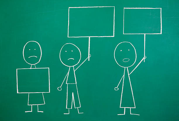 istock Protestors with Blank Signs Chalkdrawing 184877798