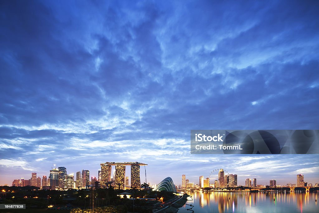 Skyline de Singapura - Royalty-free Amanhecer Foto de stock