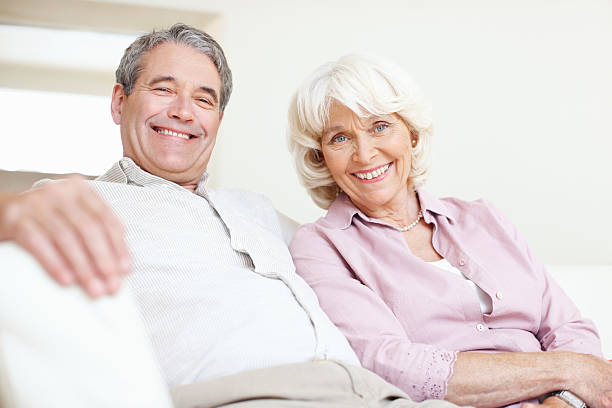 istock Handsome senior couple smiling 184878146