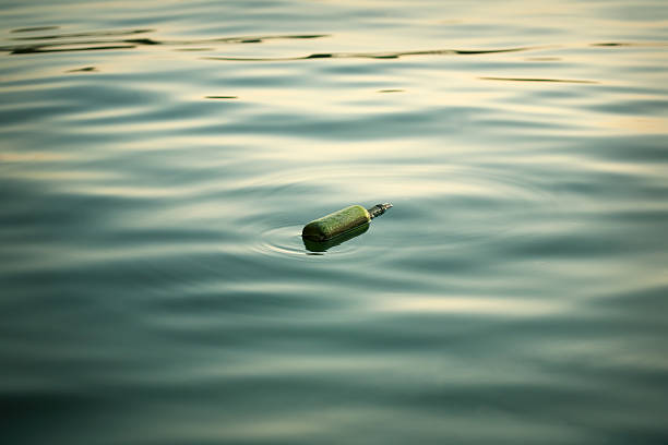 istock The thrown bottle floats in lake 184878526