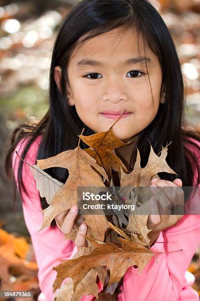 Chiński Dziewczynka Gospodarstwa Liście - zdjęcia stockowe i więcej obrazów 8 - 9 lat - 8 - 9 lat, Azjaci, Bliskie zbliżenie