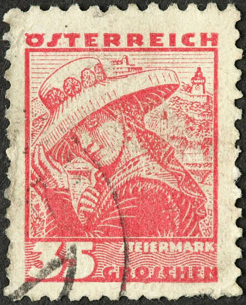 istock young woman with hat on an old Austrian postage stamp 184879398