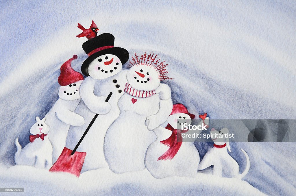 Boneco de neve família Potrtrait - Royalty-free Natal Ilustração de stock