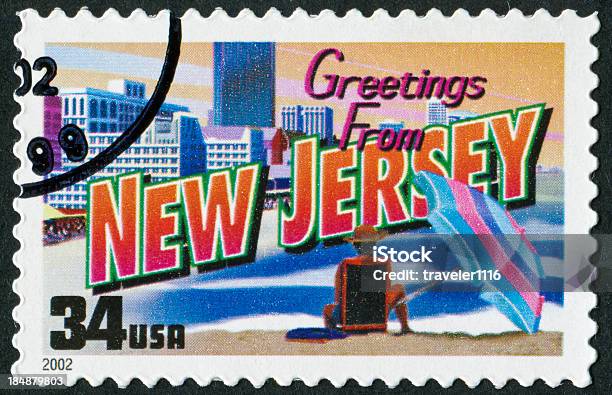 New Jersey Stamp - Fotografie stock e altre immagini di Atlantic City - Atlantic City, Passerella di legno, New Jersey