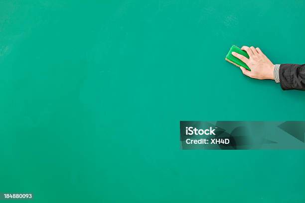 Erasing Green Blackboard Stock Photo - Download Image Now - Back to School, Backgrounds, Blank