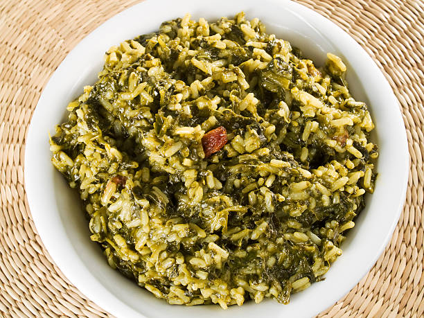 Risotto with spinach stock photo