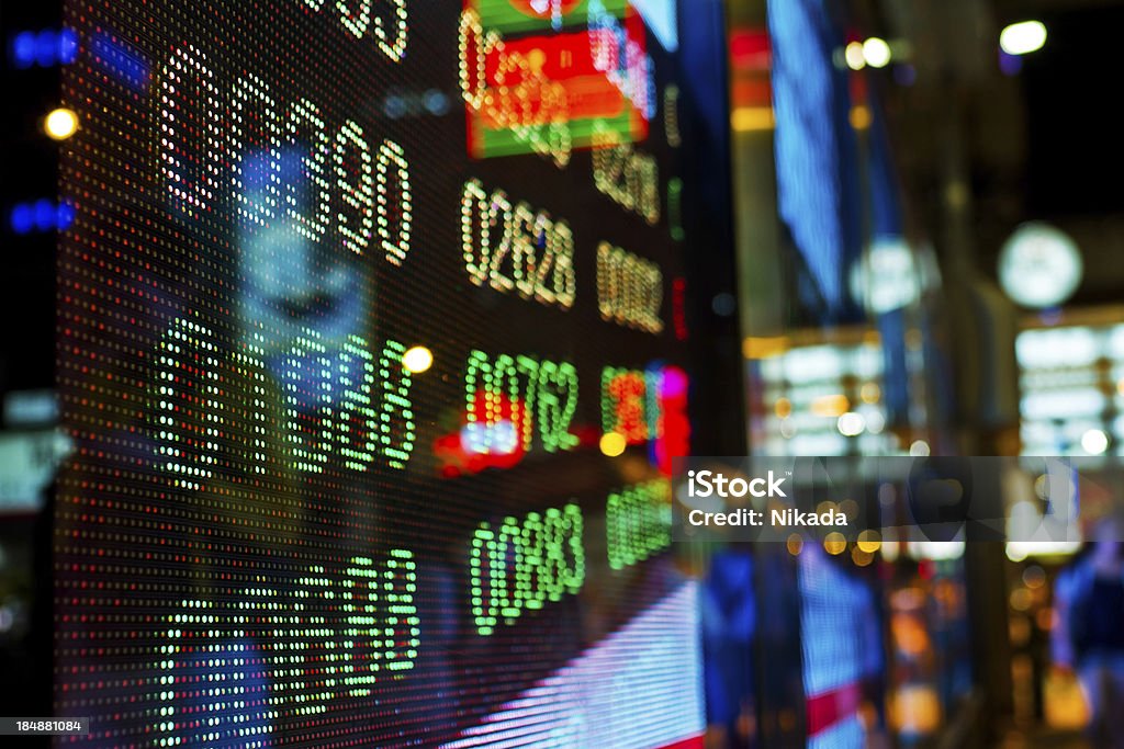 Stock market charts "display stock market charts in a streetHongkong, China" Asia Stock Photo