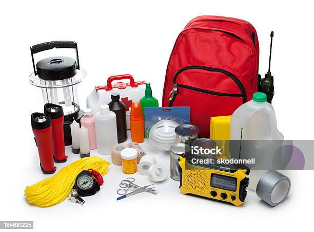 Disaster Emergency Supplies Stock Photo - Download Image Now - Accidents and Disasters, First Aid Kit, Preparation