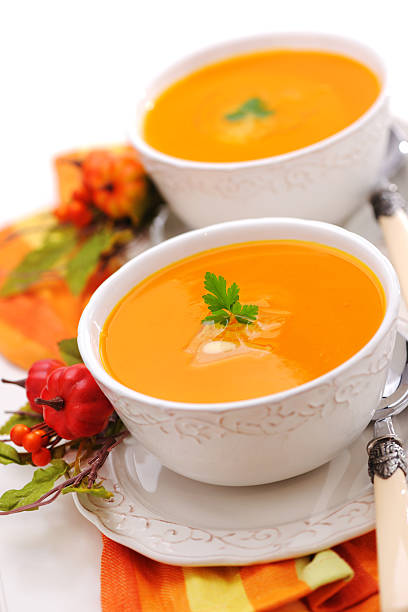 istock Pumpkin creme soup with melted butter 184881431
