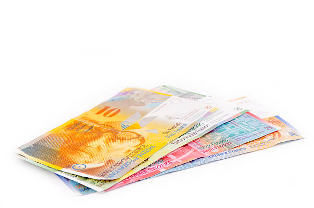 valuta svizzera-franco - french coin foto e immagini stock