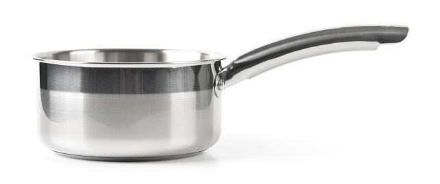 Stainless steel Pan on white. This file is cleaned, retouched and contains 
