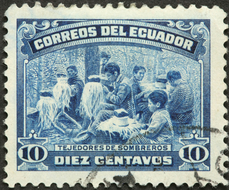 hat making on an old Ecuador postage stamp